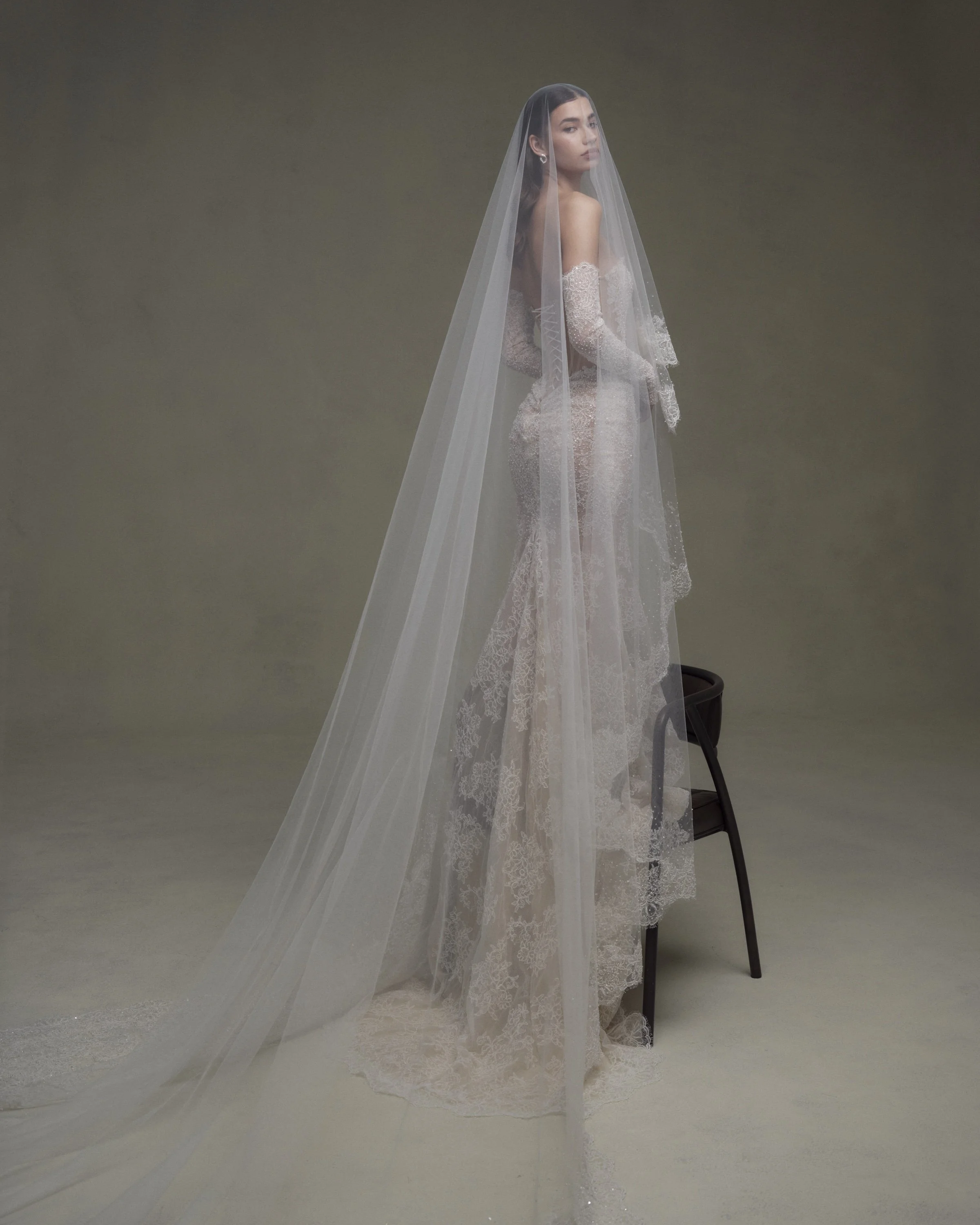 Strapless Lace Mermaid Dress with Sheer Back / Matching Lace